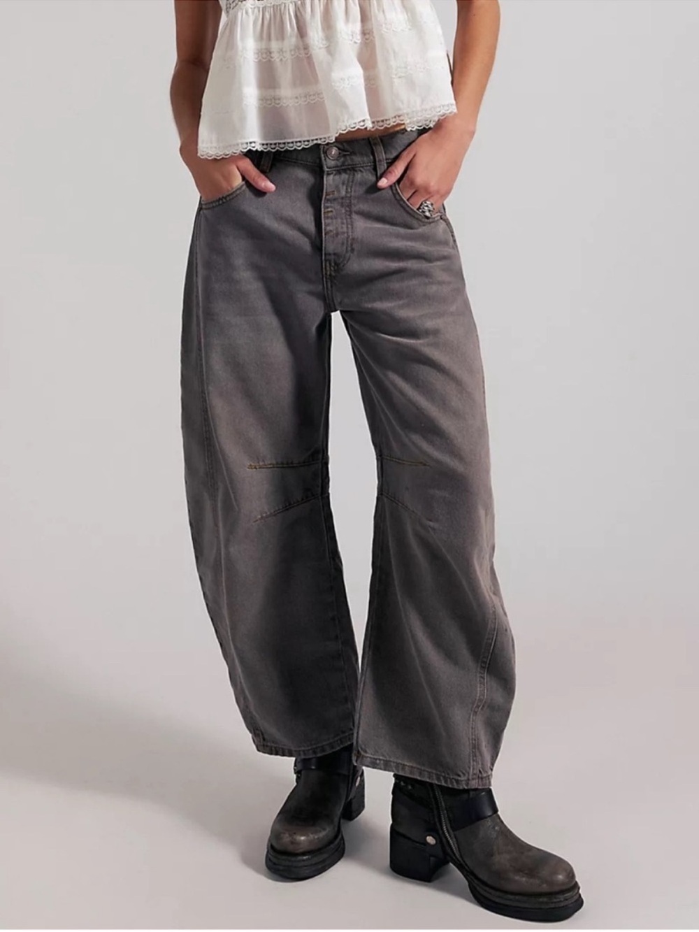 Free People Good Luck Mid-Rise Barrel Jeans